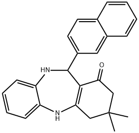 3,3-dimethyl-11-(2-naphthyl)-2,3,4,5,10,11-hexahydro-1H-dibenzo[b,e][1,4]diazepin-1-one Struktur