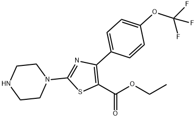 ETHYL 2-PIPERAZIN-1-YL-4-[4-(TRIFLUOROMETHOXY)PHENYL]-1,3-THIAZOLE-5-CARBOXYLATE Struktur