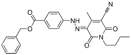 benzyl 4-[(2E)-2-(1-butyl-5-cyano-4-methyl-2,6-dioxo-pyridin-3-ylidene)hydrazinyl]benzoate Struktur