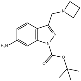 6-AMINO-3-AZETIDIN-1-YLMETHYL-INDAZOLE-1-CARBOXYLIC ACID TERT-BUTYL ESTER Struktur