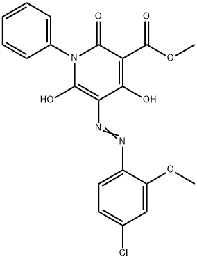 3-Pyridinecarboxylic  acid,  5-[(4-chloro-2-methoxyphenyl)azo]-1,2-dihydro-4,6-dihydroxy-2-oxo-1-phenyl-,  methyl  ester  (9CI) Struktur