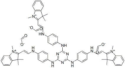 2,2',2''-[1,3,5-triazine-2,4,6-triyltris(imino-p-phenyleneiminovinylene)]tris[1,3,3-trimethyl-3H-indolium] triformate  Struktur