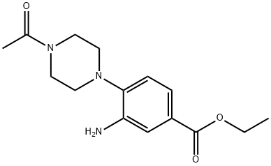 4-(4-Acetyl-1-piperazinyl)-3-amino-benzoic acid ethyl ester Struktur