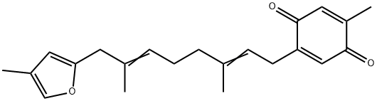 5-Methyl-2-[3,7-dimethyl-8-(4-methyl-2-furanyl)-2,6-octadienyl]-2,5-cyclohexadiene-1,4-dione Struktur