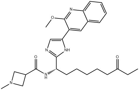 3-AzetidinecarboxaMide, N-[(1S)-1-[5-(2-Methoxy-3-quinolinyl)-1H-iMidazol-2-yl]-7-oxononyl]-1-Methyl- Struktur