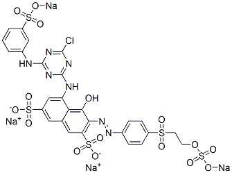 3-[4-[2-(Sodiosulfooxy)ethylsulfonyl]phenylazo]-4-hydroxy-5-[2-chloro-4-[3-(sodiosulfo)anilino]-1,3,5-triazine-6-ylamino]-2,7-naphthalenedisulfonic acid disodium salt Struktur