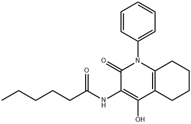 Hexanamide,  N-(1,2,5,6,7,8-hexahydro-4-hydroxy-2-oxo-1-phenyl-3-quinolinyl)- Struktur