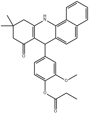 7,10,11,12-Tetrahydro-7-[3-methoxy-4-(1-oxopropoxy)phenyl]-10,10-dimethyl-Benz[c]acridin-8(9H)-one Struktur