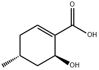 1-Cyclohexene-1-carboxylic acid, 6-hydroxy-4-methyl-, (4R,6S)- (9CI) Struktur