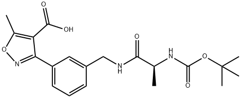 4-Isoxazolecarboxylic  acid,  3-[3-[[[(2S)-2-[[(1,1-dimethylethoxy)carbonyl]amino]-1-oxopropyl]amino]methyl]phenyl]-5-methyl- Struktur