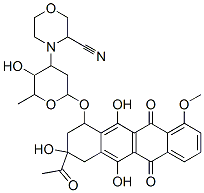 4-[6-[(3-acetyl-3,5,12-trihydroxy-10-methoxy-6,11-dioxo-2,4-dihydro-1H -tetracen-1-yl)oxy]-3-hydroxy-2-methyl-oxan-4-yl]morpholine-3-carbonit rile Struktur