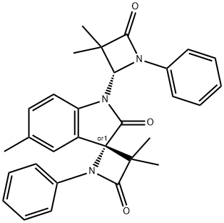 (S)-1'-((S)-3,3-DIMETHYL-4-OXO-1-PHENYLAZETIDIN-2-YL)-3,3,5'-TRIMETHYL-1-PHENYLSPIRO[AZETIDINE-2.3'-INDOLINE]-2',4-DIONE Struktur