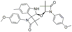 (S)-1-(4-METHOXYPHENYL)-2'-((S)-1-(4-METHOXYPHENYL)-3,3-DIMETHYL-4-OXOAZETIDIN-2-YLOXY)-3,3,5'-TRIMETHYLSPIRO[AZETIDINE-2.3'-INDOLINE]-4-ONE Struktur