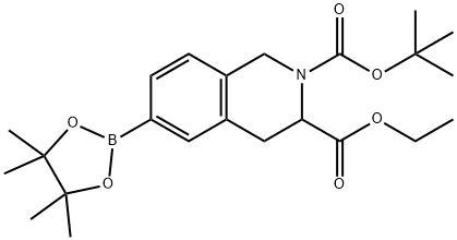 2,3(1H)-ISOQUINOLINEDICARBOXYLIC ACID, 3,4-DIHYDRO-6-(4,4,5,5-TETRAMETHYL-1,3,2-DIOXABOROLAN-2-YL)-, 2-(1,1-DIMETHYLETHYL) 3-ETHYL ESTER Struktur