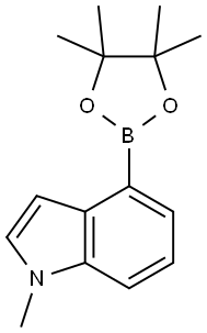 1-METHYL-1H-INDOLE-4-BORONIC ACID, PINACOL ESTER 97%1-METHYL-4-(4,4,5,5-TETRAMETHYL-1,3,2-DIOXABOROLAN-2-YL)-1H-INDOLE Struktur