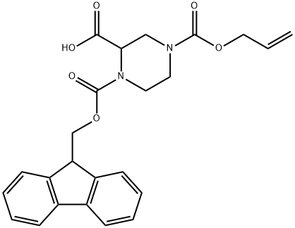 4-[(ALLYLOXY)CARBONYL]PIPERAZINE-2-CARBOXYLIC ACID, N1-FMOC PROTECTED 97%4-ALLYL 1-(9-H-FLUOREN-9-YLMETHYL) HYDROGEN PIPERAZINE-1,2,4-TRICARBOXYLATE Struktur