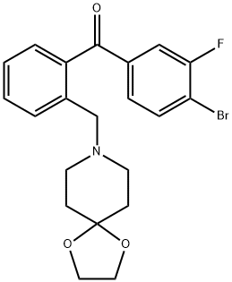 4-BROMO-2'-[8-(1,4-DIOXA-8-AZASPIRO[4.5]DECYL)METHYL]-3-FLUOROBENZOPHENONE Struktur