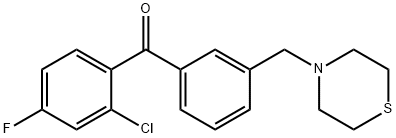 2-CHLORO-4-FLUORO-3'-THIOMORPHOLINOMETHYL BENZOPHENONE Struktur