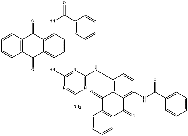 N,N'-[(6-amino-1,3,5-triazine-2,4-diyl)bis[imino(9,10-dihydro-9,10-dioxoanthracene-4,1-diyl)]]bis(benzamide) Struktur