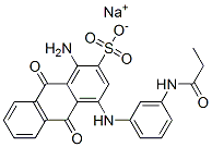 sodium 1-amino-9,10-dihydro-9,10-dioxo-4-[[3-[(1-oxopropyl)amino]phenyl]amino]anthracene-2-sulphonate Struktur