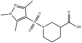 1-[(1,3,5-trimethyl-1H-pyrazol-4-yl)sulfonyl]piperidine-3-carboxylic acid Struktur