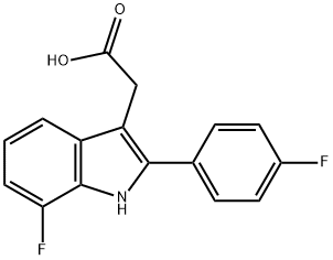 [7-Fluoro-2-(4-fluoro-phenyl)-1H-indol-3-yl]-acetic acid Struktur