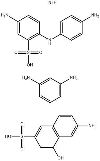 2-Naphthalenesulfonic acid, 6-amino-4-hydroxy-, coupled with diazotized 5-amino-2-[(4-aminophenyl)amino]benzenesulfonic acid, diazotized, coupled with m-phenylenediamine, sodium salts Struktur