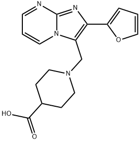 1-(2-FURAN-2-YL-IMIDAZO[1,2-A]PYRIMIDIN-3-YLMETHYL)-PIPERIDINE-4-CARBOXYLIC ACID Struktur