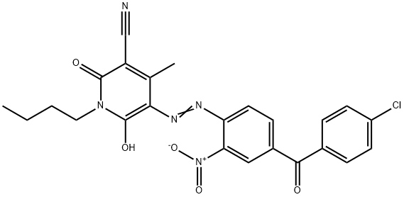 1-butyl-5-[[4-(4-chlorobenzoyl)-2-nitrophenyl]azo]-1,2-dihydro-6-hydroxy-4-methyl-2-oxonicotinonitrile Struktur