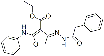 3-Furancarboxylic  acid,  4,5-dihydro-4-[(phenylacetyl)hydrazono]-2-(phenylamino)-,  ethyl  ester  (9CI) Struktur