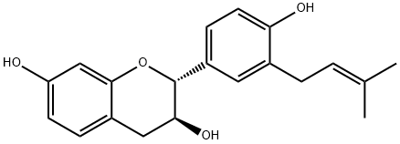 (2R,3S)-3,4-Dihydro-2-[4-hydroxy-3-(3-methyl-2-butenyl)phenyl]-2H-1-benzopyran-3,7-diol Struktur