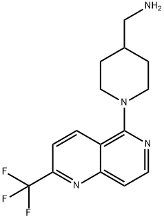 1-{1-[2-(TRIFLUOROMETHYL)-1,6-NAPHTHYRIDIN-5-YL]PIPERIDIN-4-YL}METHANAMINE
 Struktur