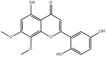 4H-1-Benzopyran-4-one, 2-(2,5-dihydroxyphenyl)-5-hydroxy-6,8-dimethoxy - Struktur