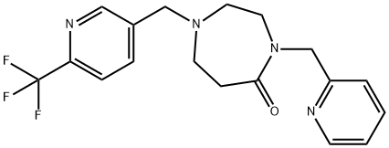 4-(PYRIDIN-2-YLMETHYL)-1-([6-(TRIFLUOROMETHYL)PYRIDIN-3-YL]METHYL)-1,4-DIAZEPAN-5-ONE Struktur