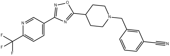 3-[(4-(3-[6-(TRIFLUOROMETHYL)PYRIDIN-3-YL]-1,2,4-OXADIAZOL-5-YL)PIPERIDIN-1-YL)METHYL]BENZONITRILE Struktur