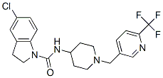 5-CHLORO-N-(1-([6-(TRIFLUOROMETHYL)PYRIDIN-3-YL]METHYL)PIPERIDIN-4-YL)INDOLINE-1-CARBOXAMIDE Struktur