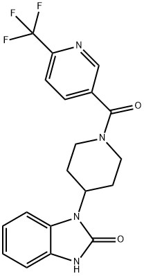 1-(1-([6-(TRIFLUOROMETHYL)PYRIDIN-3-YL]CARBONYL)PIPERIDIN-4-YL)-1,3-DIHYDRO-2H-BENZIMIDAZOL-2-ONE Struktur