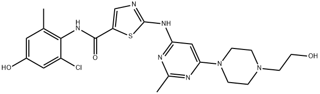 N-(2-Chloro-4-hydroxy-6-methylphenyl)-2-[[6-[4-(2-hydroxyethyl)-1-piperazinyl]-2-methyl-4-pyrimidinyl]amino]-5-thiazolecarboxamide Struktur