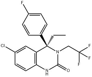 6-CHLORO-4-ETHYL-4-(4-FLUORO-PHENYL)-3-(2,2,2-TRIFLUORO-ETHYL)-3,4-DIHYDRO-1H-QUINAZOLIN-2-ONE Struktur