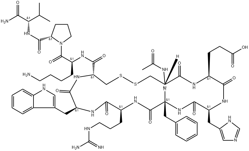 AC-CYS-GLU-HIS-D-PHE-ARG-TRP-CYS-LYS-PRO-VAL-NH2 Struktur