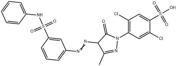 2,5-dichloro-4-[4,5-dihydro-3-methyl-5-oxo-4-[[3-[(phenylamino)sulphonyl]phenyl]azo]-1H-pyrazol-1-yl]benzenesulphonic acid  Struktur