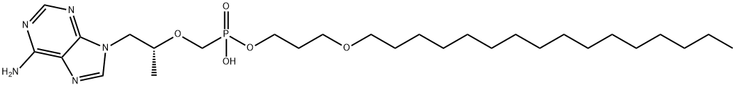 3-(Hexadecyloxy)propyl hydrogen ((((R)-1-(6-amino-9H-purin-9-yl)propan-2-yl)oxy)methyl)phosphonat Struktur