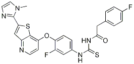 BenzeneacetaMide, 4-fluoro-N-[[[3-fluoro-4-[[2-(1-Methyl-1H-iMidazol-2-yl)thieno[3,2-b]pyridin-7-yl]oxy]phenyl]aMino]thioxoMethyl]- Struktur