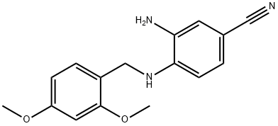 3-AMINO-4-(2,4-DIMETHOXY-BENZYLAMINO)-BENZONITRILE Struktur