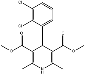 4-(2',3'-二氯苯基) -2,6-二甲基-1,4-二氫吡啶-3,5-二羧酸二甲酯 結(jié)構(gòu)式