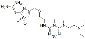 2-[4-[2-[[5-(2-diethylaminoethylamino)-4-methyl-1,2,4,6-thiatriazin-3- yl]amino]ethylsulfanylmethyl]-1,1-dioxo-1,3-thiazol-2-yl]guanidine Struktur