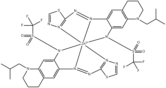 Zinc,bis[1,1,1-trifluoro-N-[1,2,3,4-tetrahydro-1-(2-methylpropyl)-6-[(1,3,4-thiadiazol-2-yl-kN3)azo-kN1]-7-isoquinolinyl]methanesulfonamidato-kN]- Struktur