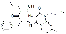 Pyrimido[2,1-f]purine-2,4,8(1H,3H,9H)-trione,  1,3-dibutyl-6-hydroxy-9-(phenylmethyl)-7-propyl- Struktur