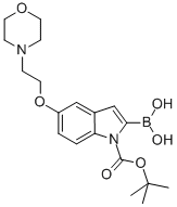 1H-Indole-1-carboxylic acid, 2-borono-5-[2-(4-morpholinyl)ethoxy]-, 1-(1,1-dimethylethyl) ester Struktur