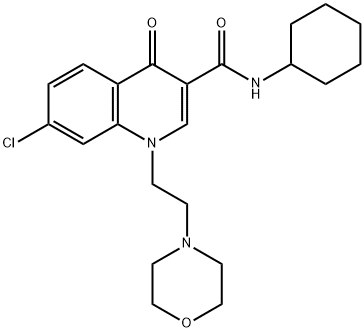 N-Cyclohexyl-7-chloro-1-[2-(4-morpholinyl)ethyl]quinolin-4(1H)-one-3-carboxamide Struktur